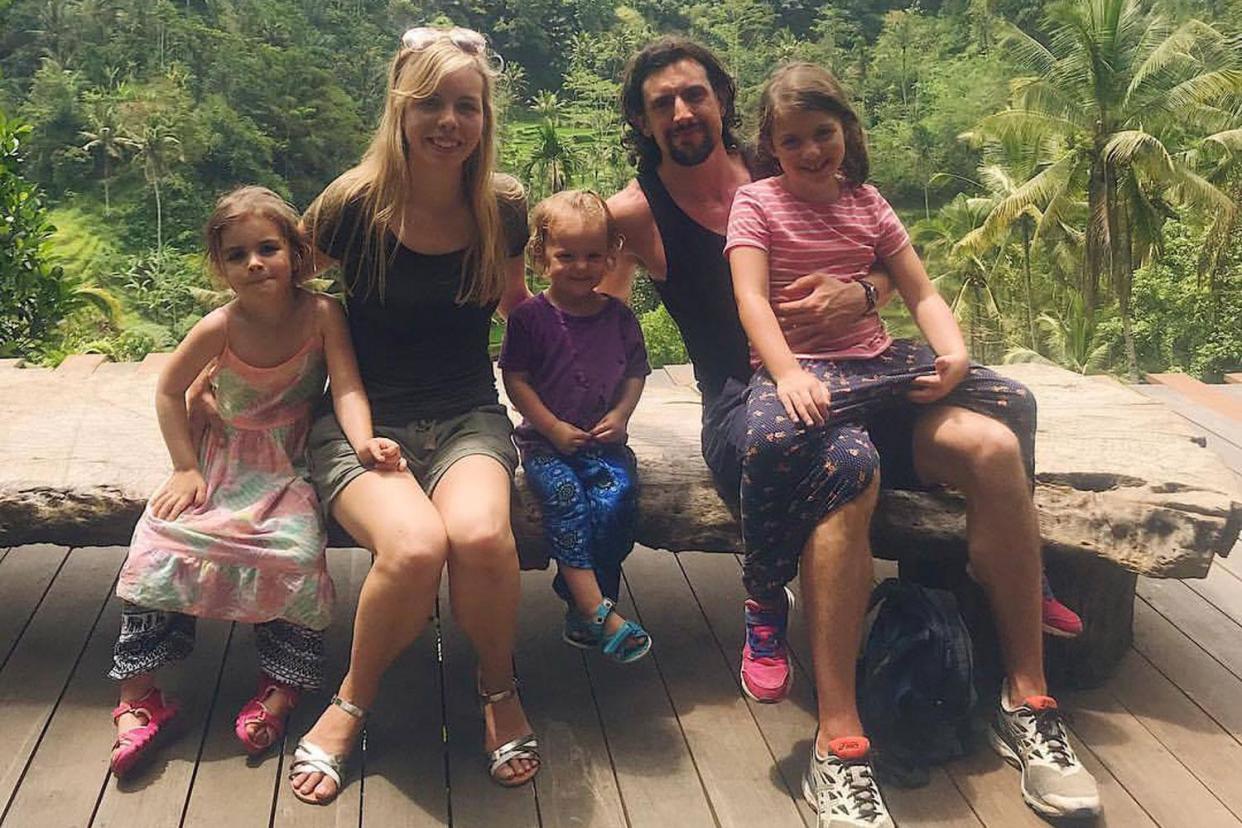 Hannah and Patrick Canavan and their three children in Bali