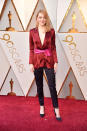 <p>Emma Stone proves that you don’t need to wear a dress to be a standout on the red carpet. (Photo by Kevin Mazur/WireImage) </p>