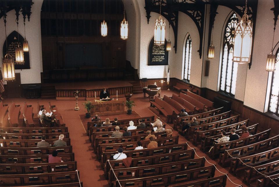 The interior of Calvary Presbyterian Church pulpit as it looked in 1994.