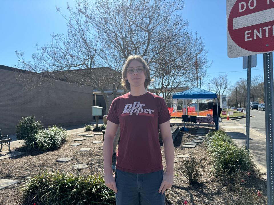 Ethan Jones, 19, arrived at the MLK Center Tuesday morning to cast his first ballot. Jones said he will be voting ' no preference' for the presidential primary.