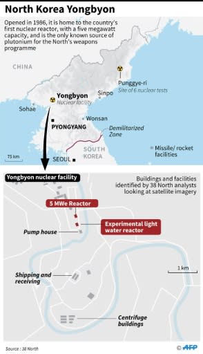 Map showing the Yongbyon nuclear site in North Korea