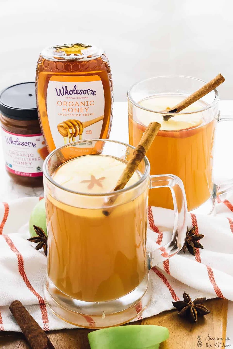<p>Make quick work of this crowd-friendly cocktail hour by throwing all of the ingredients for this seasonal beverage into the slow cooker.</p><p><a href="https://jessicainthekitchen.com/warm-spiced-apple-cider/" rel="nofollow noopener" target="_blank" data-ylk="slk:Get the recipe." class="link ">Get the recipe.</a></p>