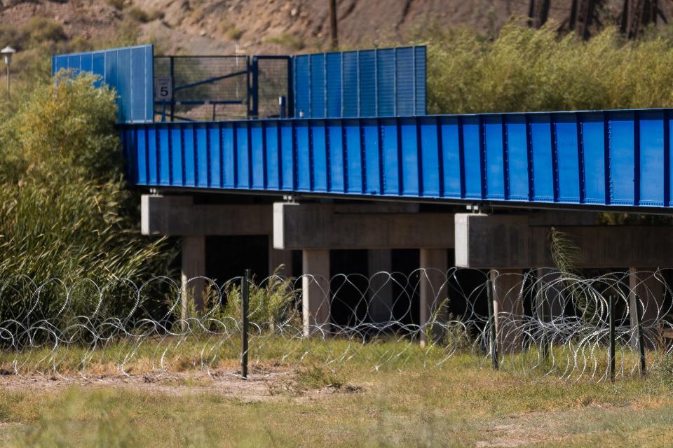 Texas National Guard troops placed concertina wire along the Rio Grande by Mount Cristo Rey in New Mexico and Texas