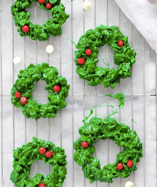 <strong>Get the <a href="http://www.foodiecrush.com/2012/11/friday-faves-and-white-chocolate-and-peppermint-christmas-wreath-cookies/" target="_blank">White Chocolate and Peppermint Christmas Wreath Cookies recipe</a> from Foodie Crush</strong>