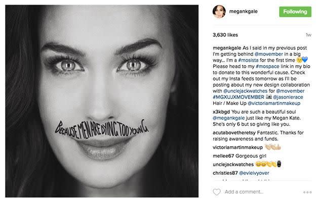 Megan has teamed up with Movember. Source: Instagram