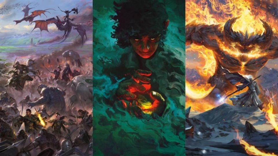 Three of the new cards for Magic: the Gathering Lord of the Rings set