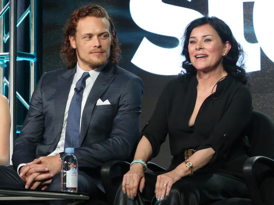 Diana Gabaldon and actor Sam Heughan at an event together in 2016.