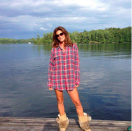 <p>Cindy Crawford in a Flannel Shirt</p><p>The supermodel model Cindy Crawford posted an image of herself in her husband’s flannel shirt and moccasins while on a lakeside vacation with her family.</p>