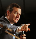 Sen. Ted Cruz, R-Texas speaks at a GOP Freedom Summit, Saturday, April 12, 2014, in Manchester, N.H. Several potential Republican White House contenders _ among them Kentucky Sen. Rand Paul, Sen. Ted Cruz, and former Arkansas Gov. Mike Huckabee _ headline a conference Saturday in New Hampshire, hosted by the conservative groups Citizens United and Americans for Prosperity. (AP Photo/Jim Cole)