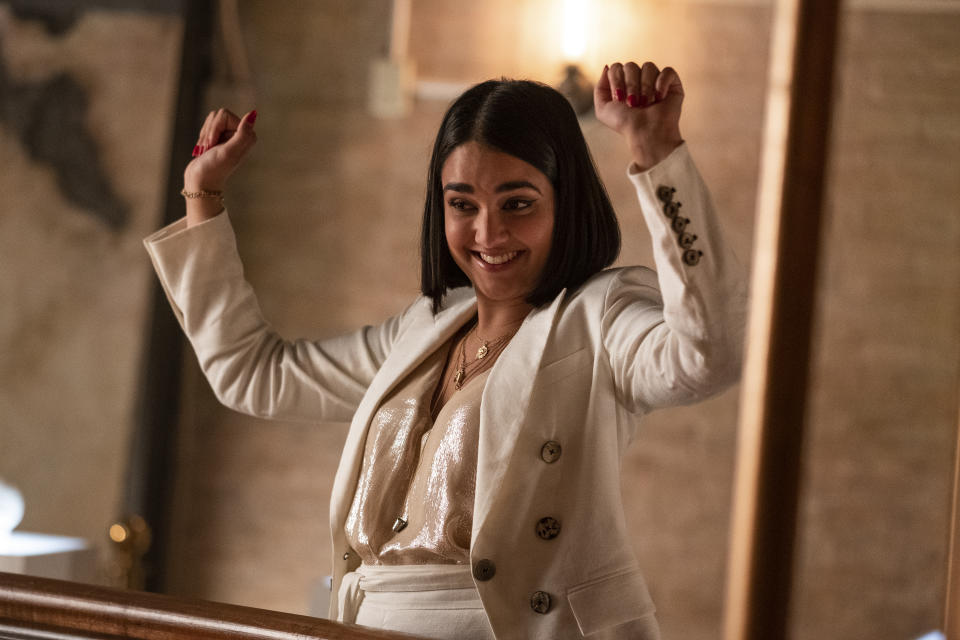 This image released by Sony -TriStar Pictures shows Geraldine Viswanathan in a scene from "The Broken Hearts Gallery." (George Kraychyk/Sony-TriStar Pictures via AP)