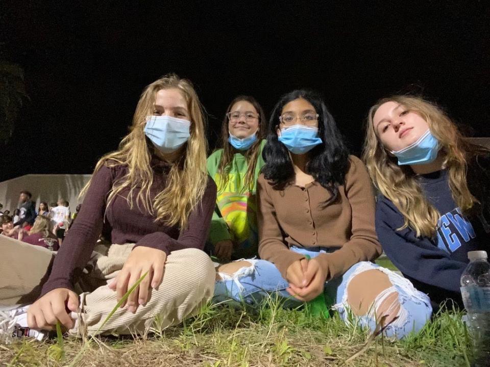 Kiana Cullen, Lilly Glaubach, Niya Bobban and Charlotte White take a group photo. Lilly Glaubach died on Aug. 28, 2022, after she was hit by a car while bicycling home from Pine View School and was crossing East Bay Street near Old Venice Road.