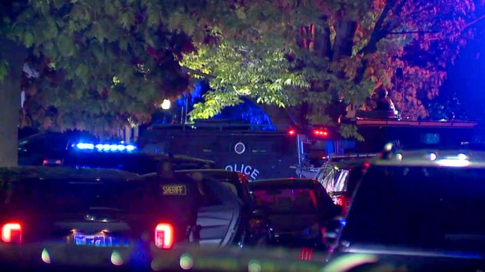 PHOTO: Police in Euclid, Ohio, investigate a fatal shooting of a police officer who authorities said was 'ambushed' while answering a call on May 11, 2024. (WEWS)