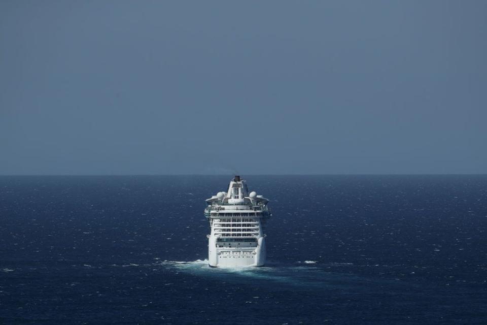 Royal Caribbean's Radiance of the Seas departs Sydney Harbour in this file photo from April 4, 2020.