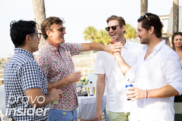 Rodrigo Reyes, Shep Rose, Austen Kroll, and Craig Conover while filming Southern Charm Season 9.