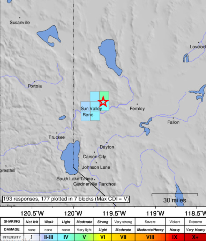 A earthquake with a preliminary magnitude of 3.5 struck Spanish Springs northeast of Reno, Nevada on October 19. 2023, the United States Geological Survey is reporting.