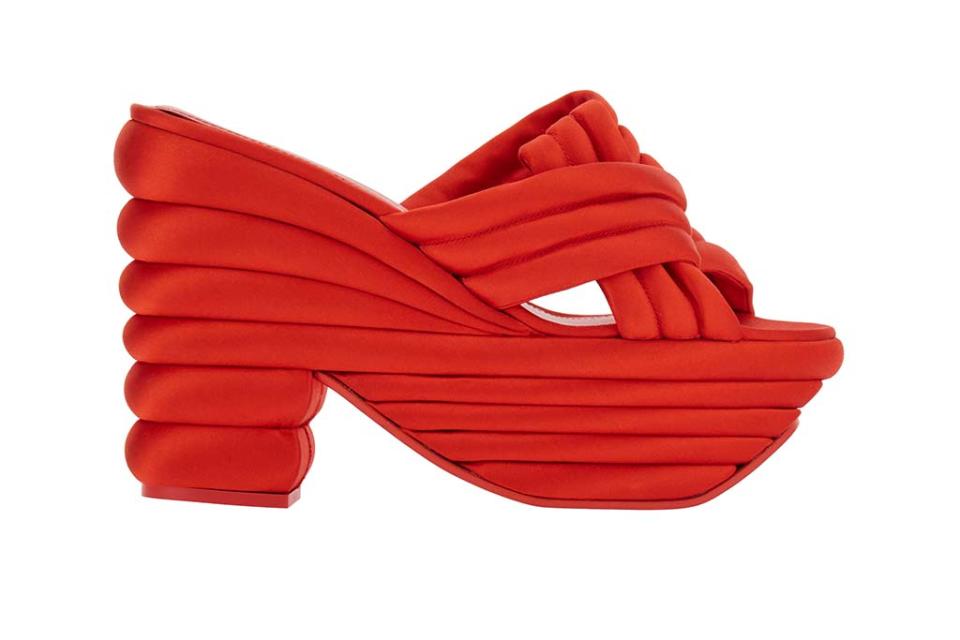 Ferragamo, Rainbow Platform Sandal, shoes, sandals, red shoes, red sandals