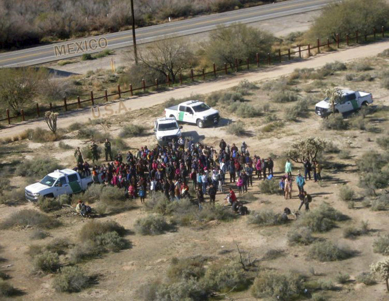 Migrants are apprehended after illegally crossing the U.S.-Mexico border 