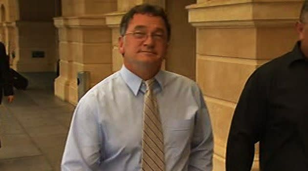 Trevor Grimwood outside of the Adelaide District court previously.