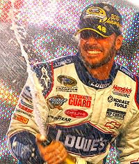 Jimmie Johnson celebrates his fifth straight championship