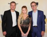 <p>Matt Damon, Abigail Breslin and Tom McCarthy pose at the <em>Stillwater</em> N.Y.C. premiere at Rose Theater in Jazz at Lincoln Center on July 26.</p>