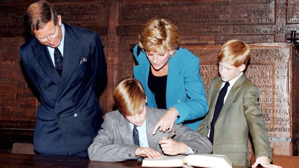 Prince William signing in on his first day at Eton