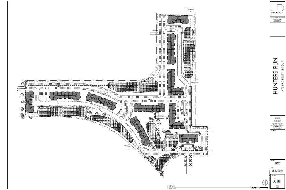 Site plan for the area that is currently Hunter's Run Golf Club.