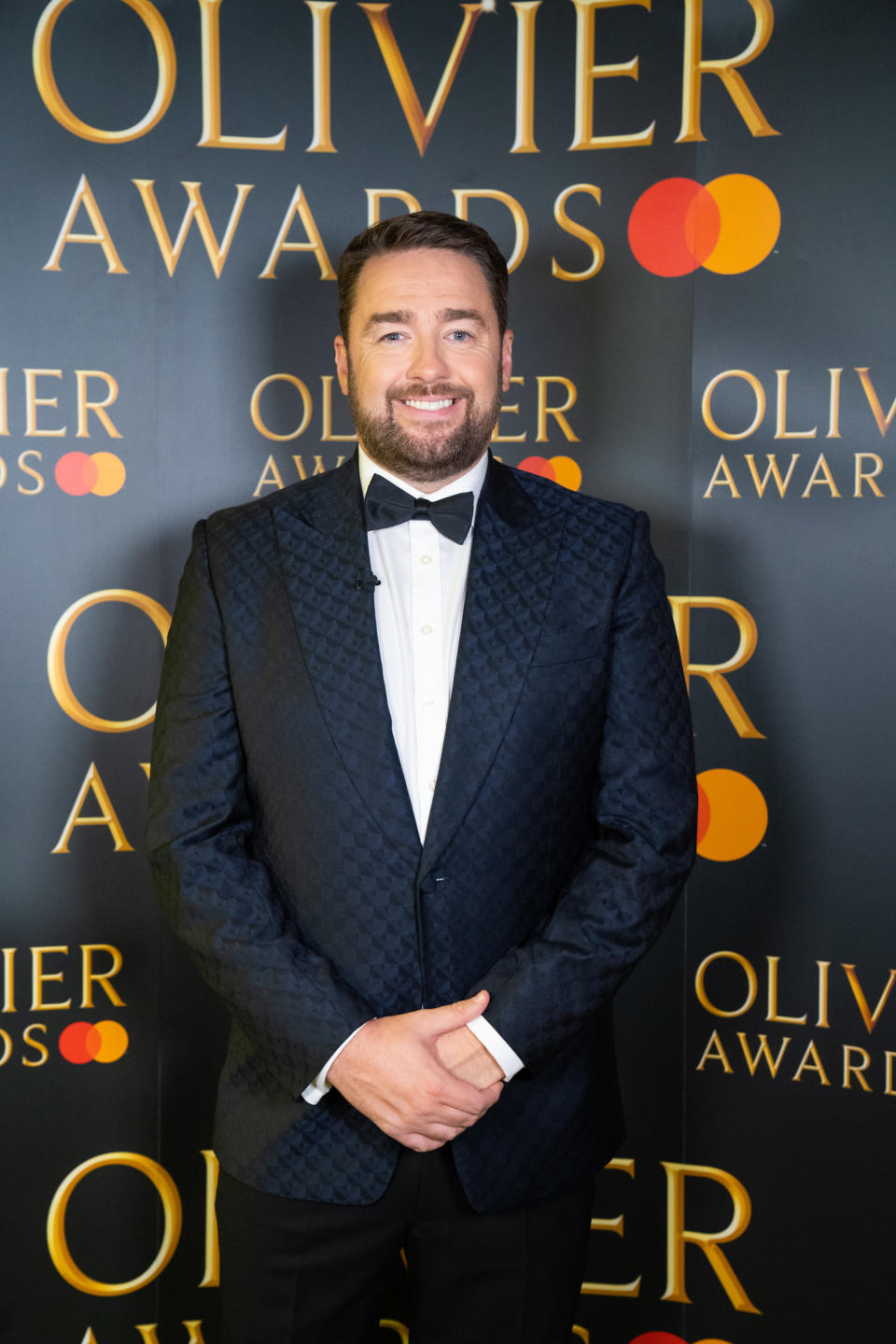 LONDON, ENGLAND - OCTOBER 20: Jason Manford poses during the Olivier awards at the London Palladium on October 20, 2020 in London, England. (Photo by Society of London Theatre/Getty Images)