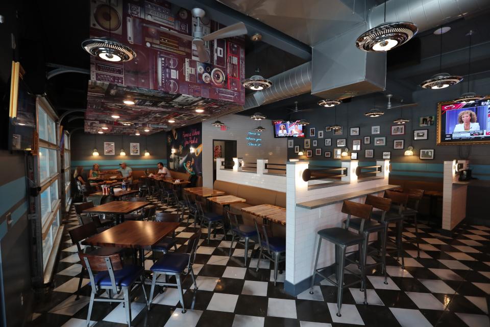 The inside dining area at Treylor Park-Pizza Party on Habersham Street.