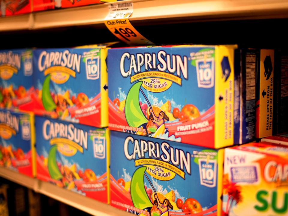 Capri Sun in boxes on shelf