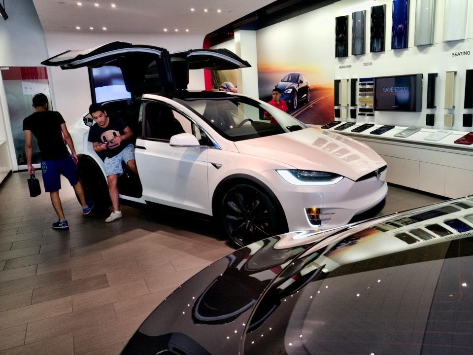 A Tesla Model X at a Santa Monica, California showroom on Aug. 8, 2018.