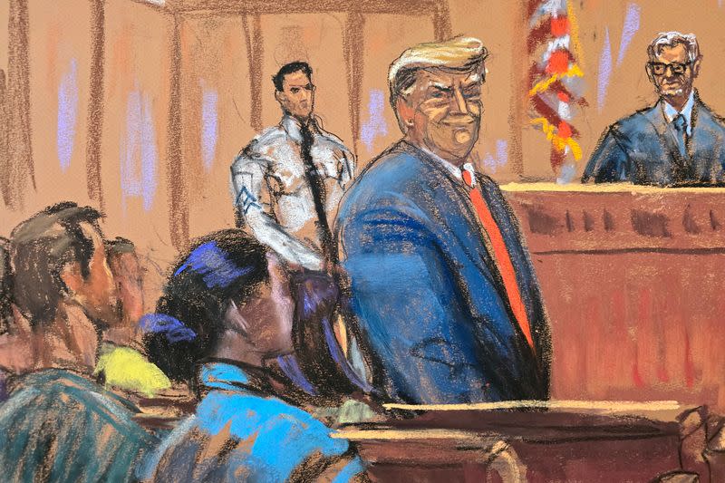 FILE PHOTO: Former U.S. President Donald Trump appears at a court hearing in New York