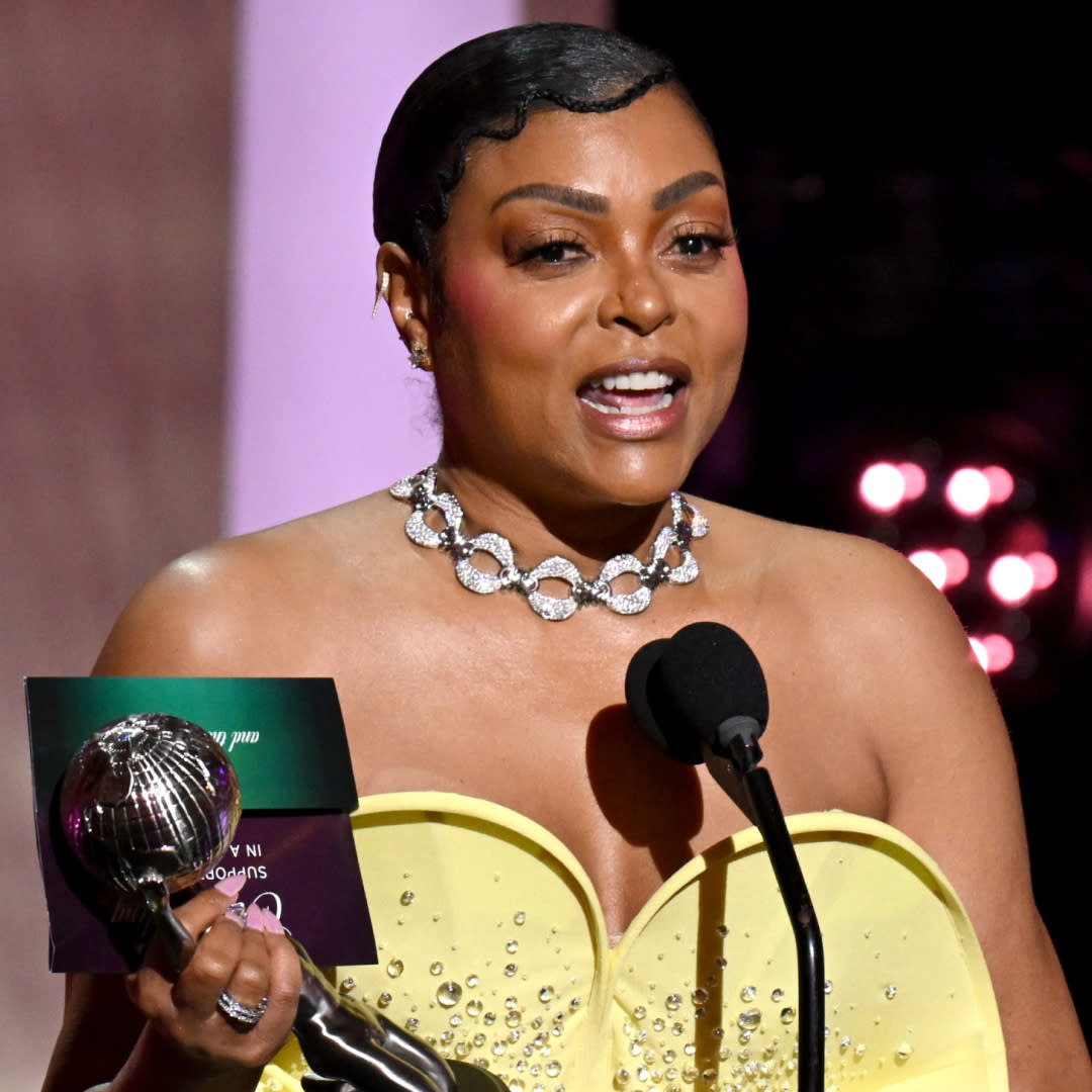  Taraji P. Henson on stage at the 2024 NAACP Awards. 