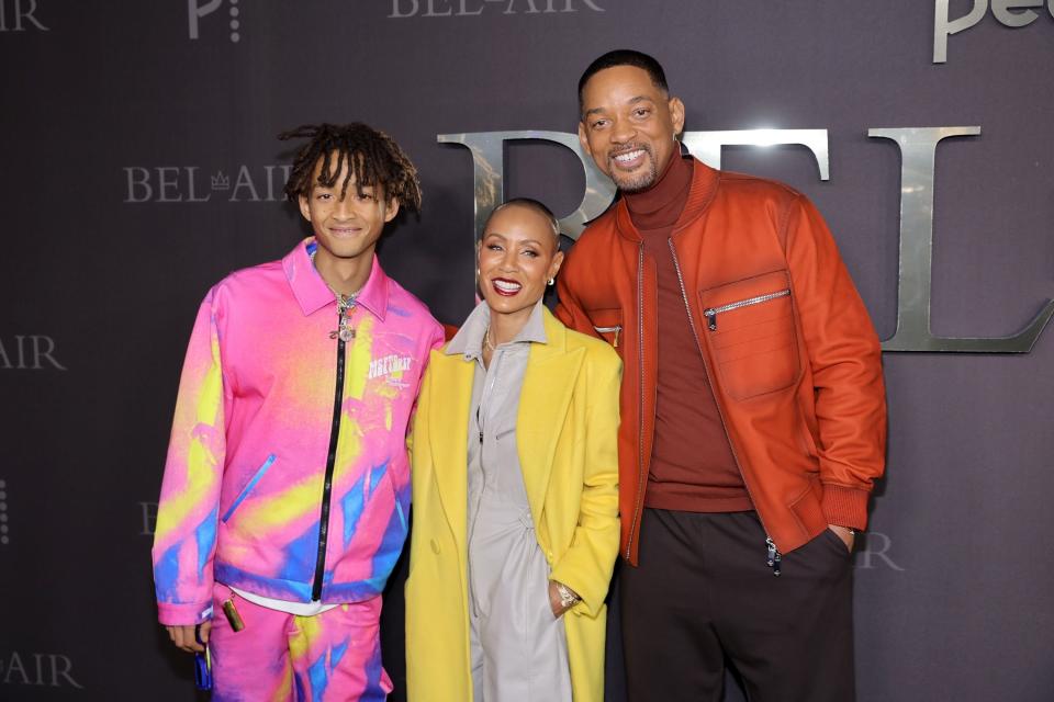 Jaden Smith, Jada Pinkett Smith and Will Smith at an event