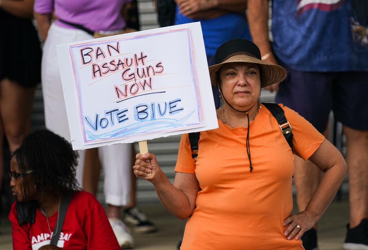 In response to recent mass shootings, about 70 people marched from the Bradenton Riverwalk to the Historic Courthouse in Bradenton in June for a rally against gun violence. The local rally coordinated with March for Our Lives rallies nationwide.