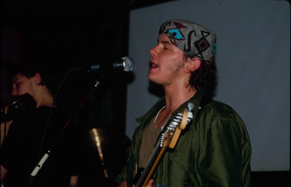 American actor River Phoenix playing with his band, March 1991. (Photo by The LIFE Picture Collection via Getty Images)