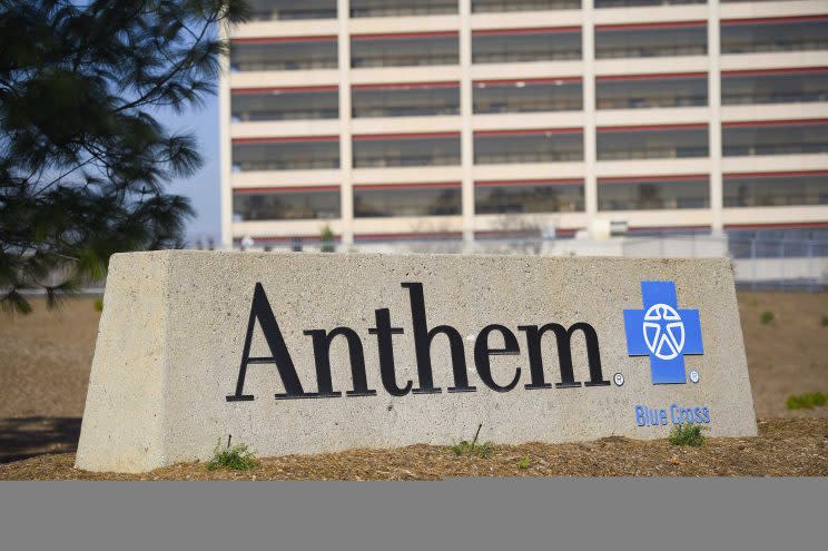 The office building of health insurer Anthem is seen in Los Angeles, California.