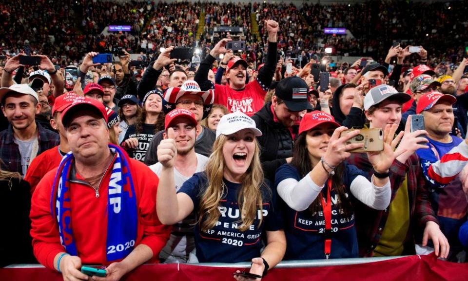 Trump supporters durin a ‘Keep America Great’ campaign rally in Milwaukee, Wisconsin, on 14 January.