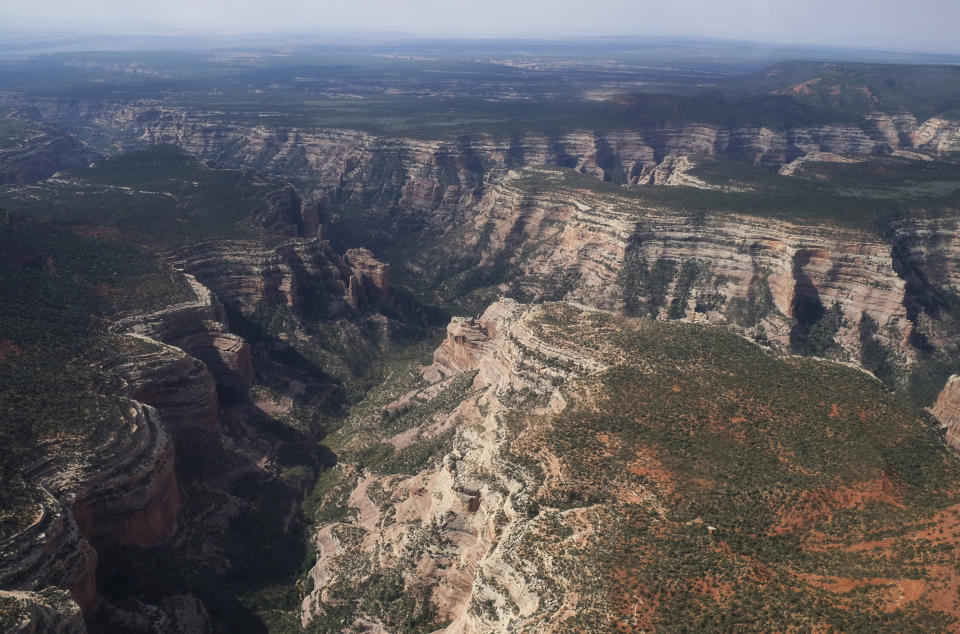 FILE - In this May 8, 2017, file photo, is Arch Canyon within Bears Ears National Monument in Utah. President Joe Biden said Wednesday, Jan. 20, 2021, he plans to review the Trump administration's downsizing of the Grand Staircase-Escalante and Bears Ears National Monuments in southern Utah. Bears Ears National Monument is on lands considered sacred to Native Americans who joined environmental groups in suing when the boundaries were redrawn in 2017. (Francisco Kjolseth/The Salt Lake Tribune via AP, File)