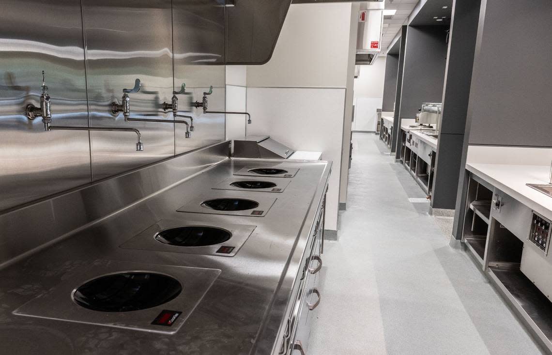 The electric woks in the kitchen of the May Lee State Office Complex, the largest all-electric kitchen in the country according to the DGS.