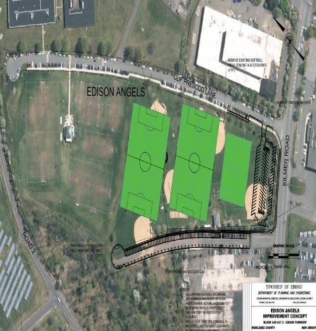 A public hearing will be held Jan. 24 on plans to convert the five softball fields at Edison Angels Field into three new soccer fields