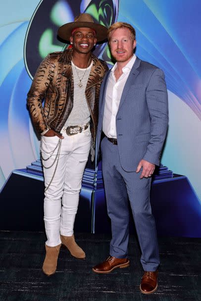 PHOTO: Jimmie Allen and Ash Bowers attend the 64th Annual Grammy Awards Premiere Ceremony at MGM Grand Marquee Ballroom on April 3, 2022 in Las Vegas. (Emma Mcintyre/Getty Images for The Recording A)