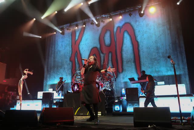 <p>Paul Archuleta/WireImage</p> Korn performing at at The Theatre at Ace Hotel on Oct. 21, 2016 in Los Angeles, California
