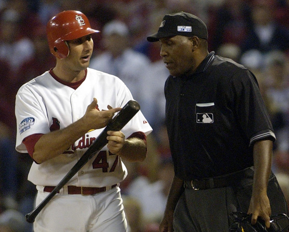 Chuck Meriwether, an umpire with 18 years' experience and current Major League Baseball supervisor, has died at 63. (AP Photo/Charles Rex Arbogast)