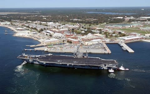 The aircraft carrier USS John F. Kennedy arrives for exercises at Naval Air Station Pensacola - Credit: US NAVY via Reuters