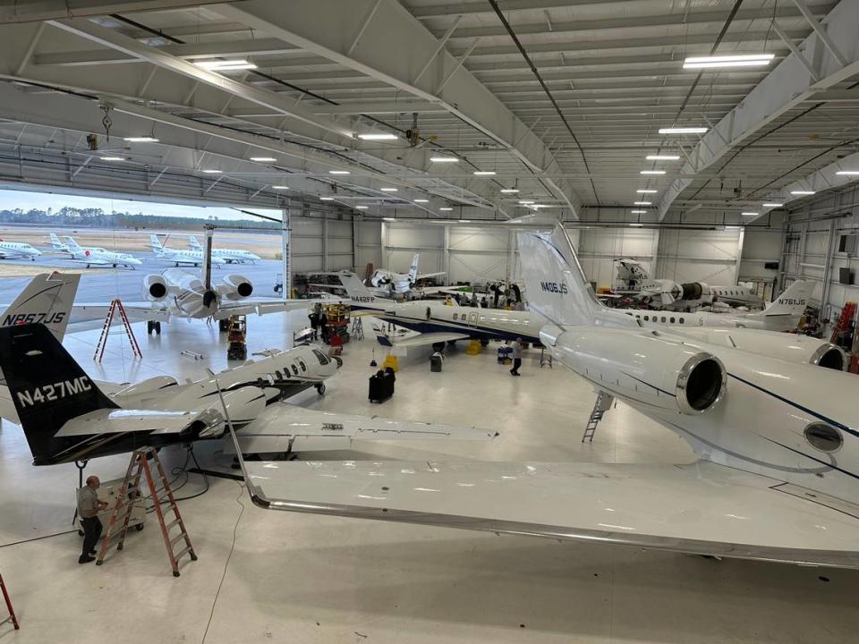 A maintenance hangar at flyExclusive, the private jet company based at the N.C. Global TransPark in Kinston. State lawmakers have allocated $30 million to build the company a new headquarters and pilot training building at the state-owned park. Richard Stradling/rstradling@newsobserver.com