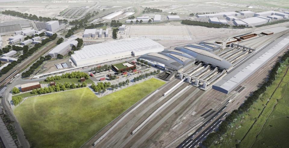 Image issued by HS2 of the proposed Old Oak Common Station in west London (HS2/PA) (PA Media)