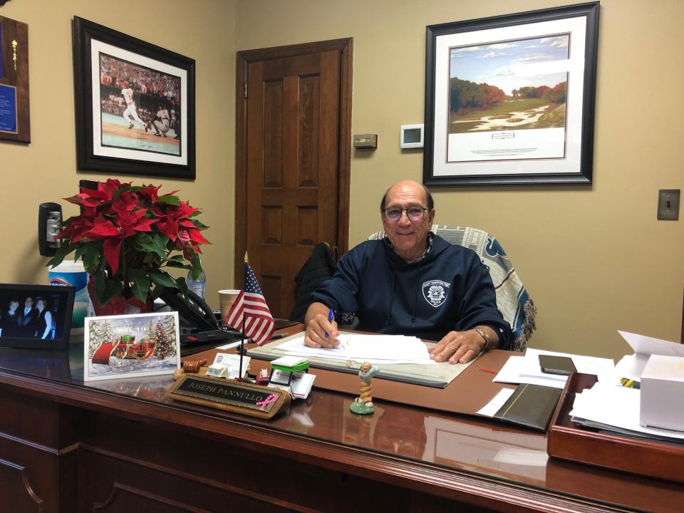 East Hanover Mayor Joe Pannullo sits at his desk in the administration building on Ridgedale Avenue Tuesday, Dec. 6, 2022.