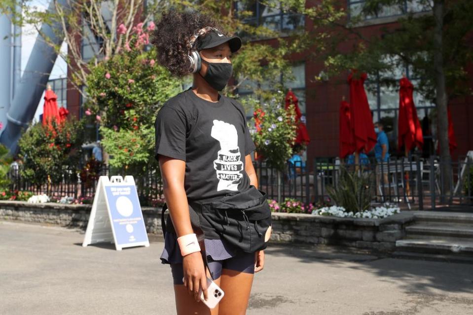 Naomi Osaka arrives in style for her semi-final.