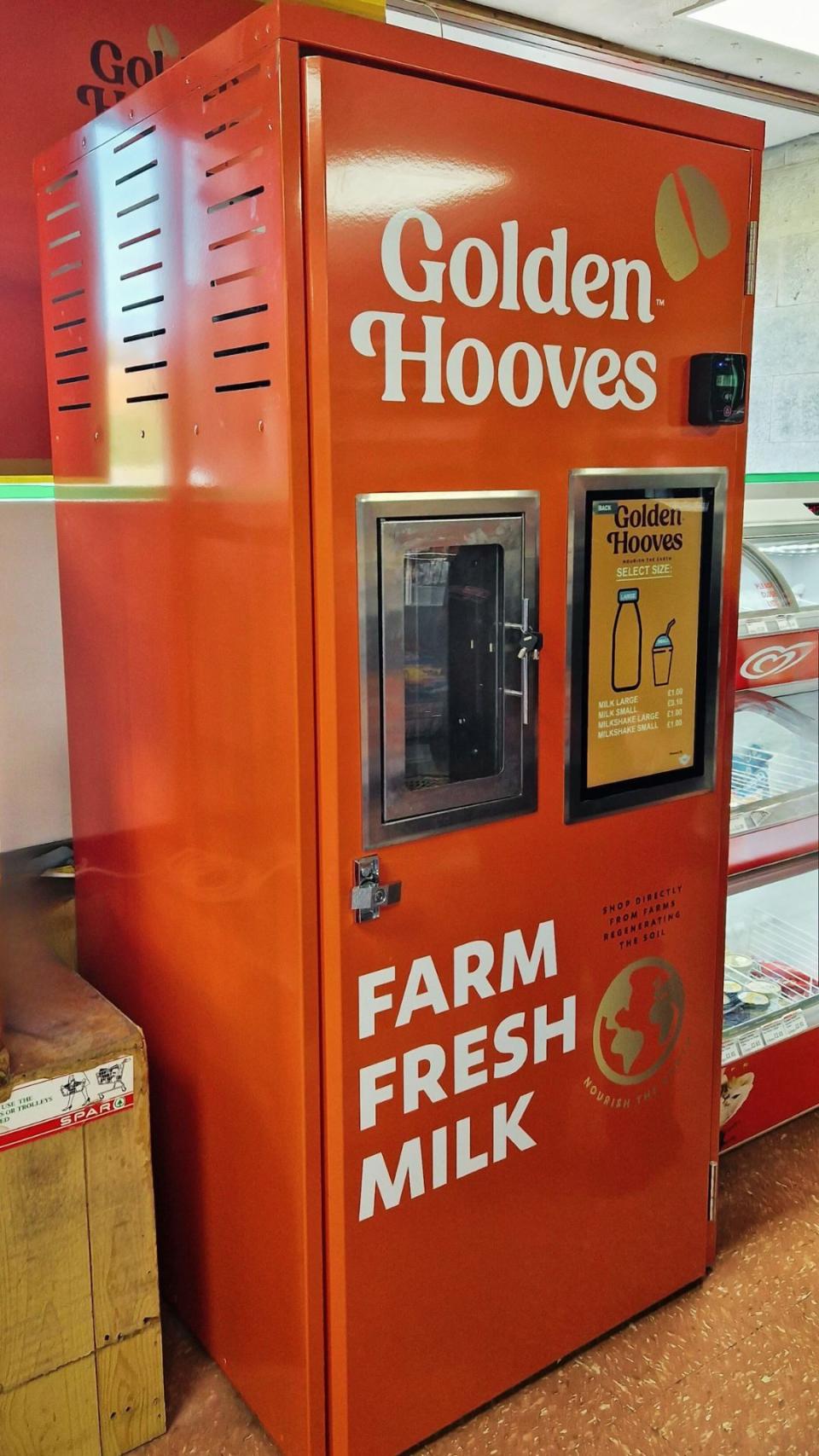 A Golden Hooves milk vending machine in Somerset