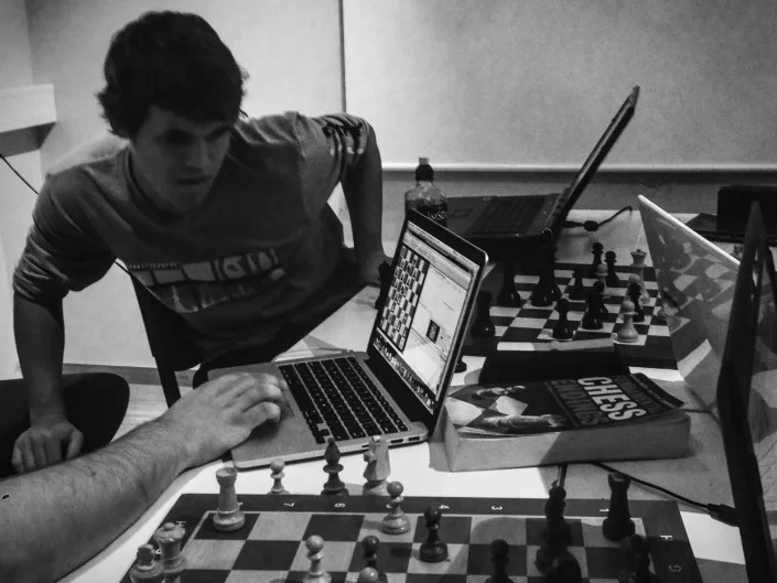 Magnus Carlsen training for his first World Championship match against Vishy Anand on August 5, 2013 in Kragero,Norway.